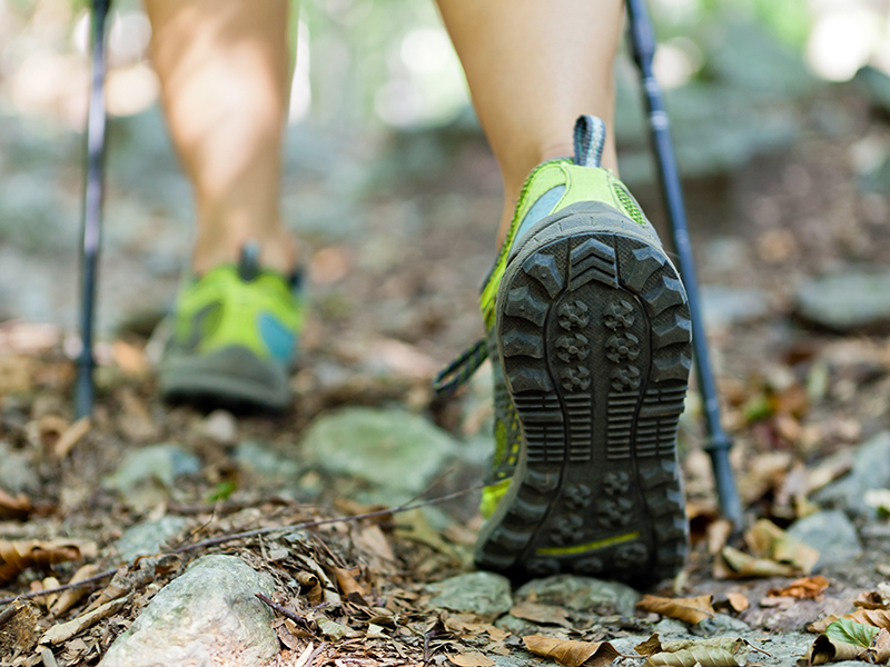 Woman exercising in forest